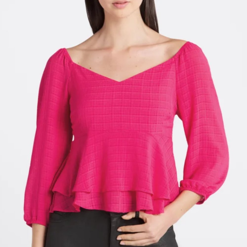 NWOT The General Good Capri Peplum Ruffle Blouse